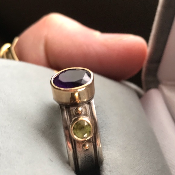 ๐ป9xHP!๐ป Amethyst Peridot Ring Bezel Set Ss &โฆ - Picture 4 of 9